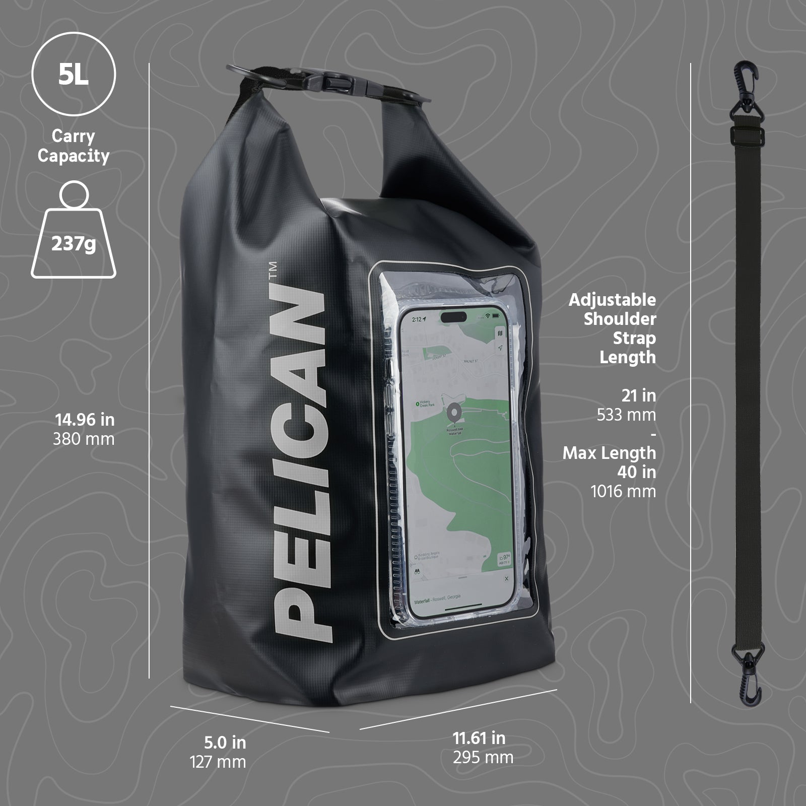 Pelican Marine 5L Dry Bag (Stealth Black)