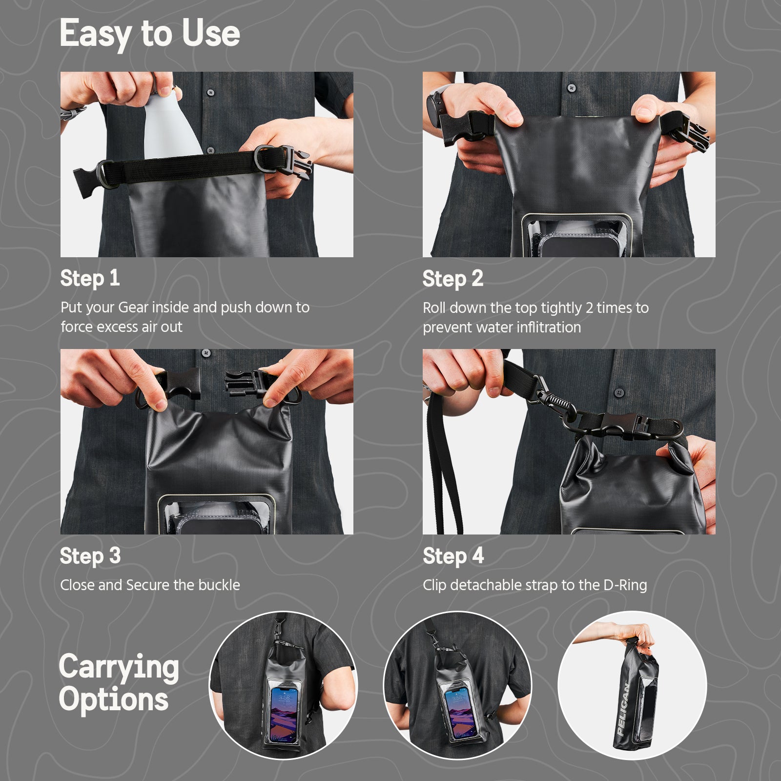 Pelican Marine 5L Dry Bag (Stealth Black)