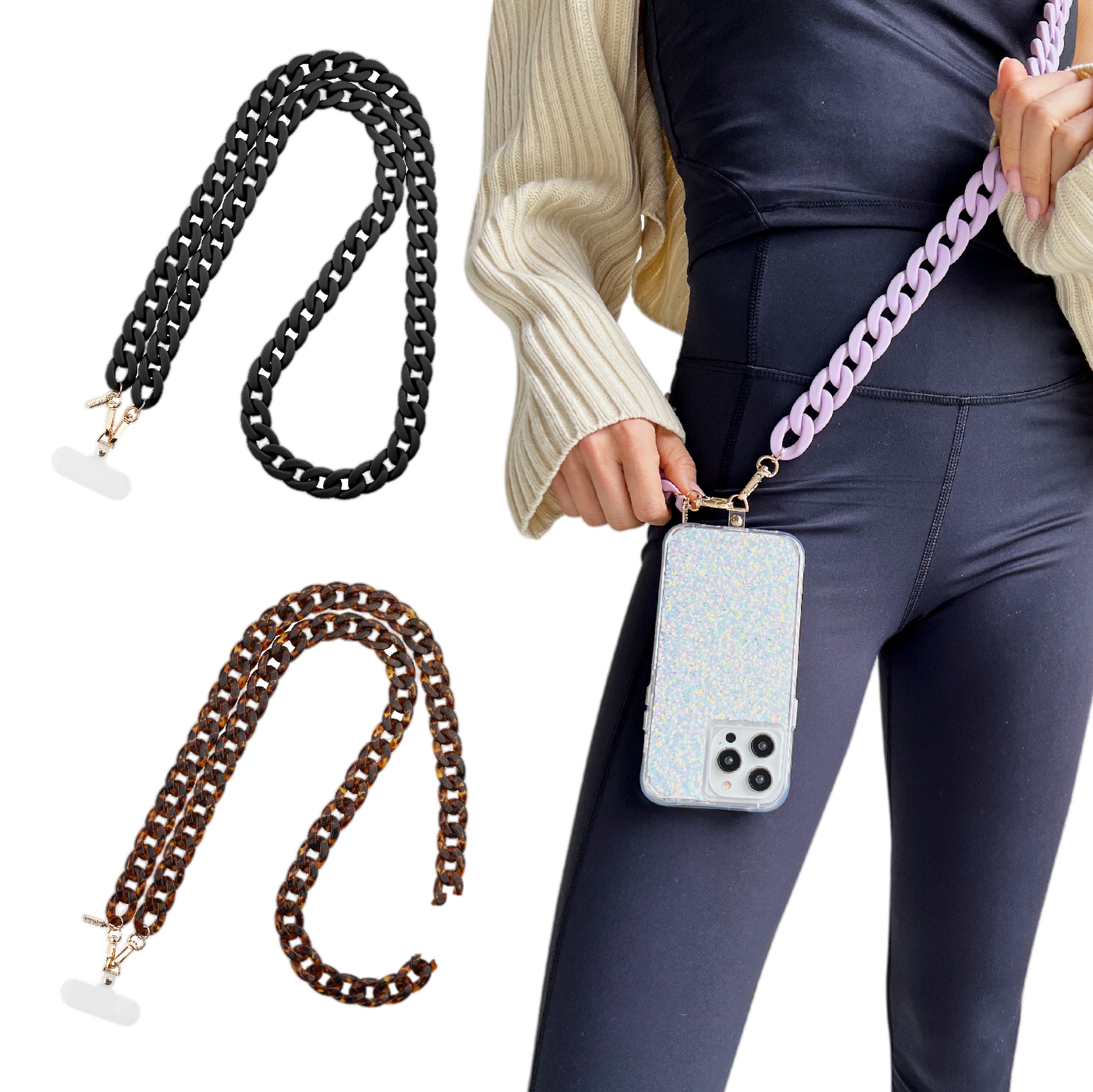 Crossbody Chains 3 Pack (Lavender, Black, Tortoiseshell)