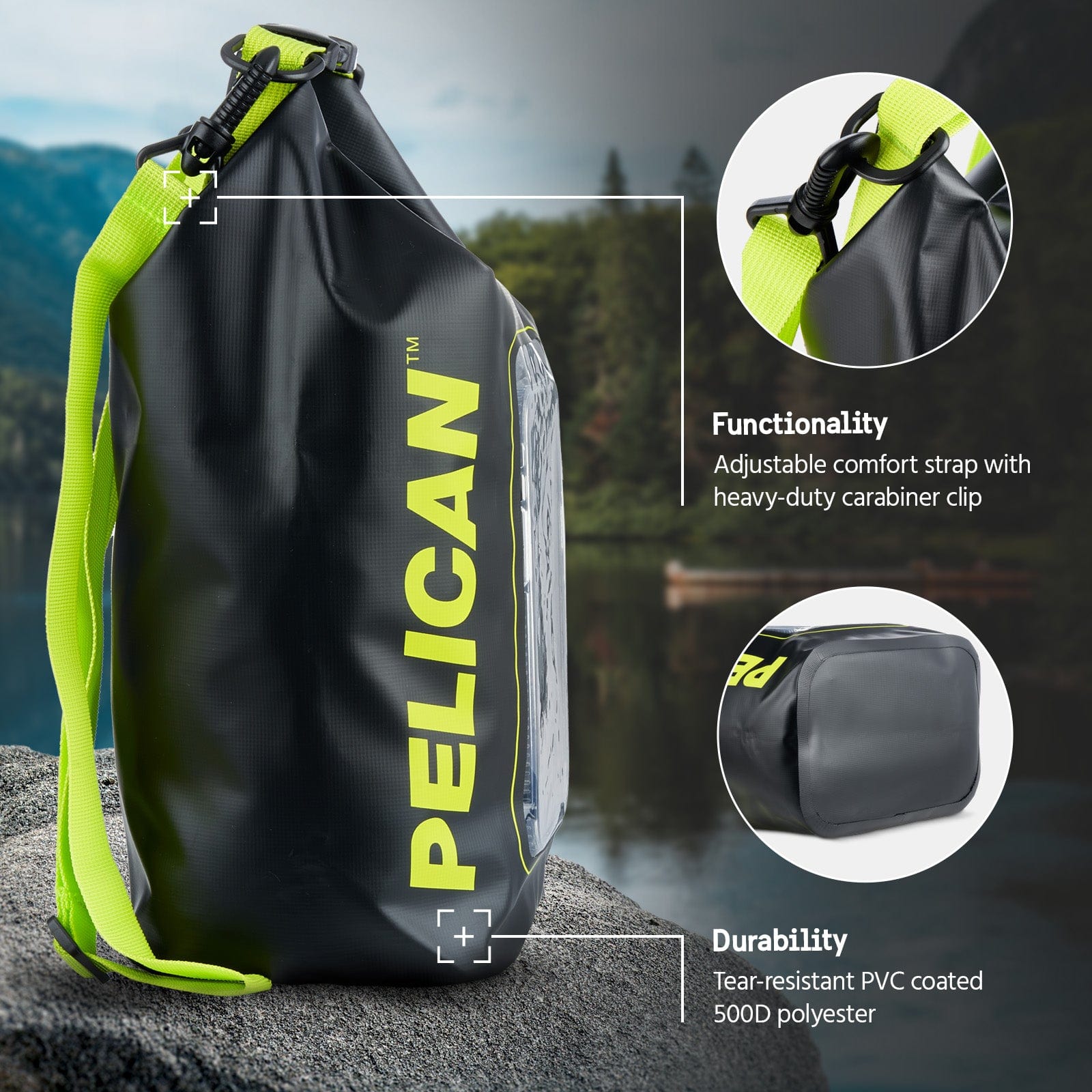 Pelican Marine 5L Dry Bag (Black / Yellow)