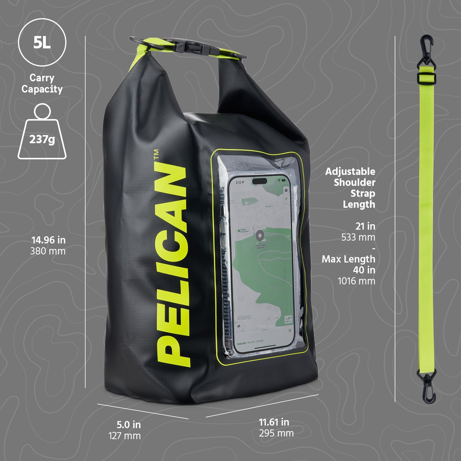 Pelican Marine 5L Dry Bag (Black / Yellow)