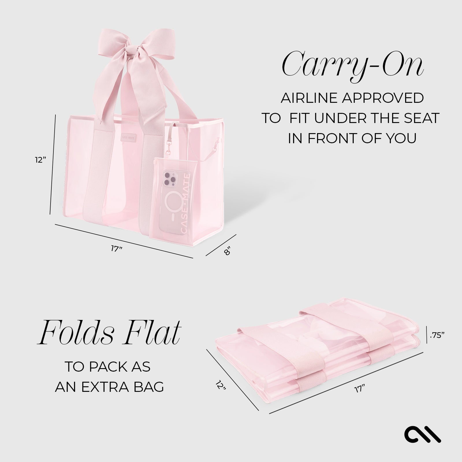 Ballet Pink Bow Tote w/ Phone Pouch