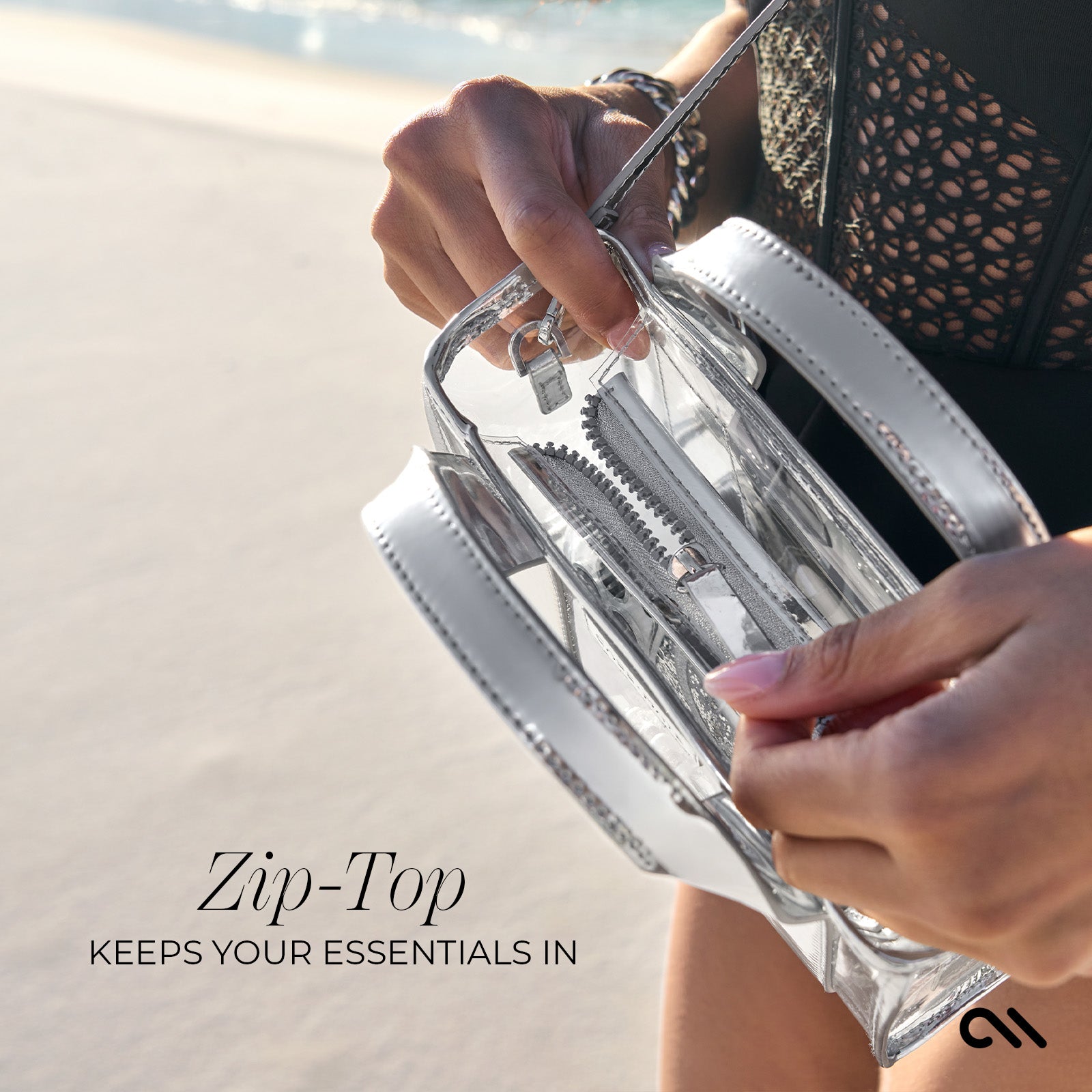 Silver Chrome & Clear Micro Tote