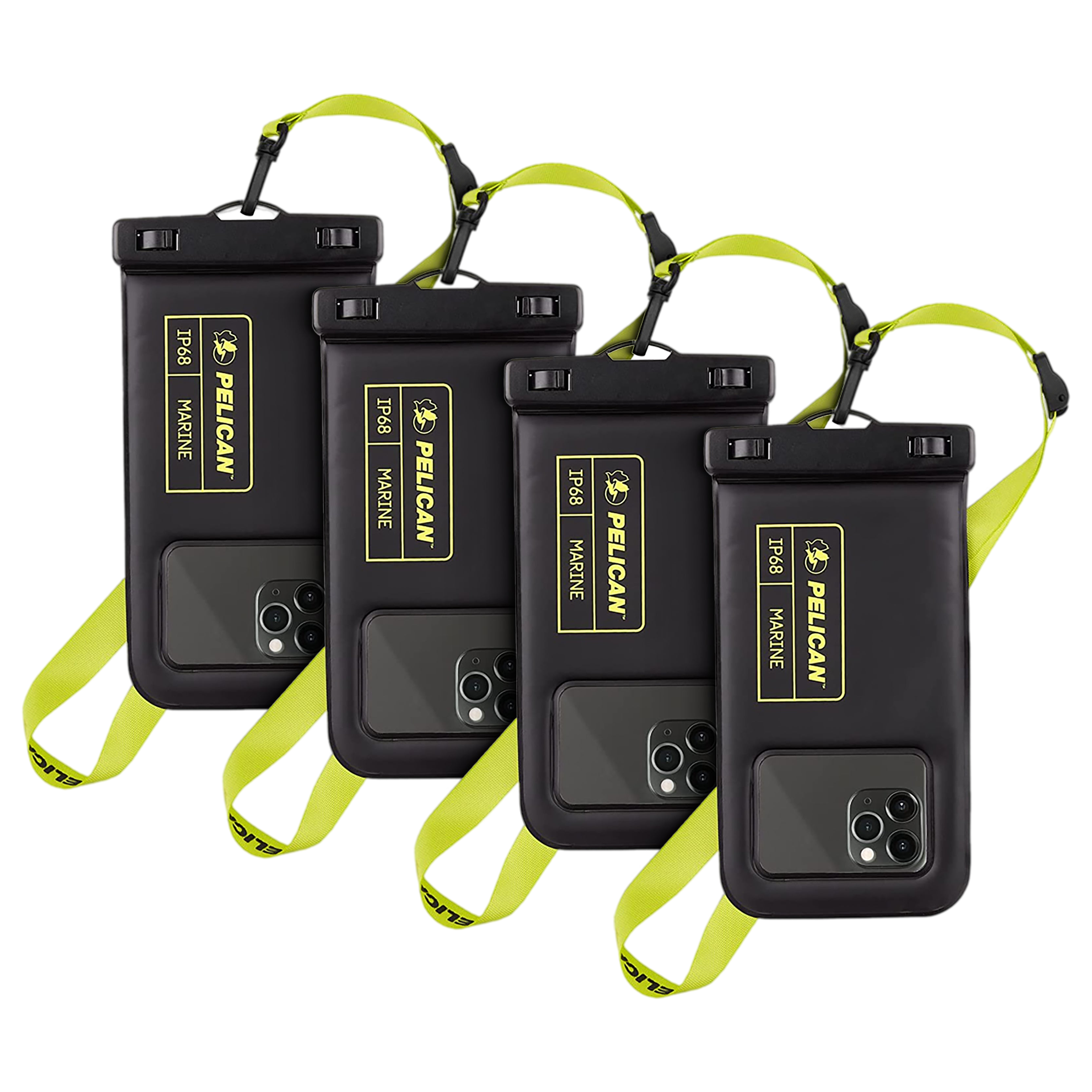 4 Pack Pelican Marine Waterproof Floating Pouch (Black / Yellow)