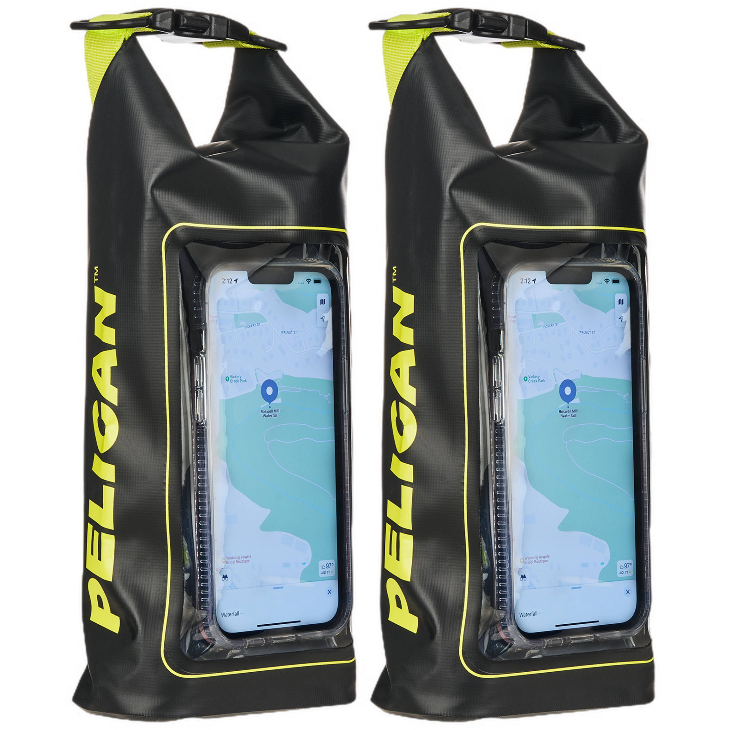 2 Pack Pelican Marine Water Resistant Dry Bag (Black/Hi Vis Yellow)