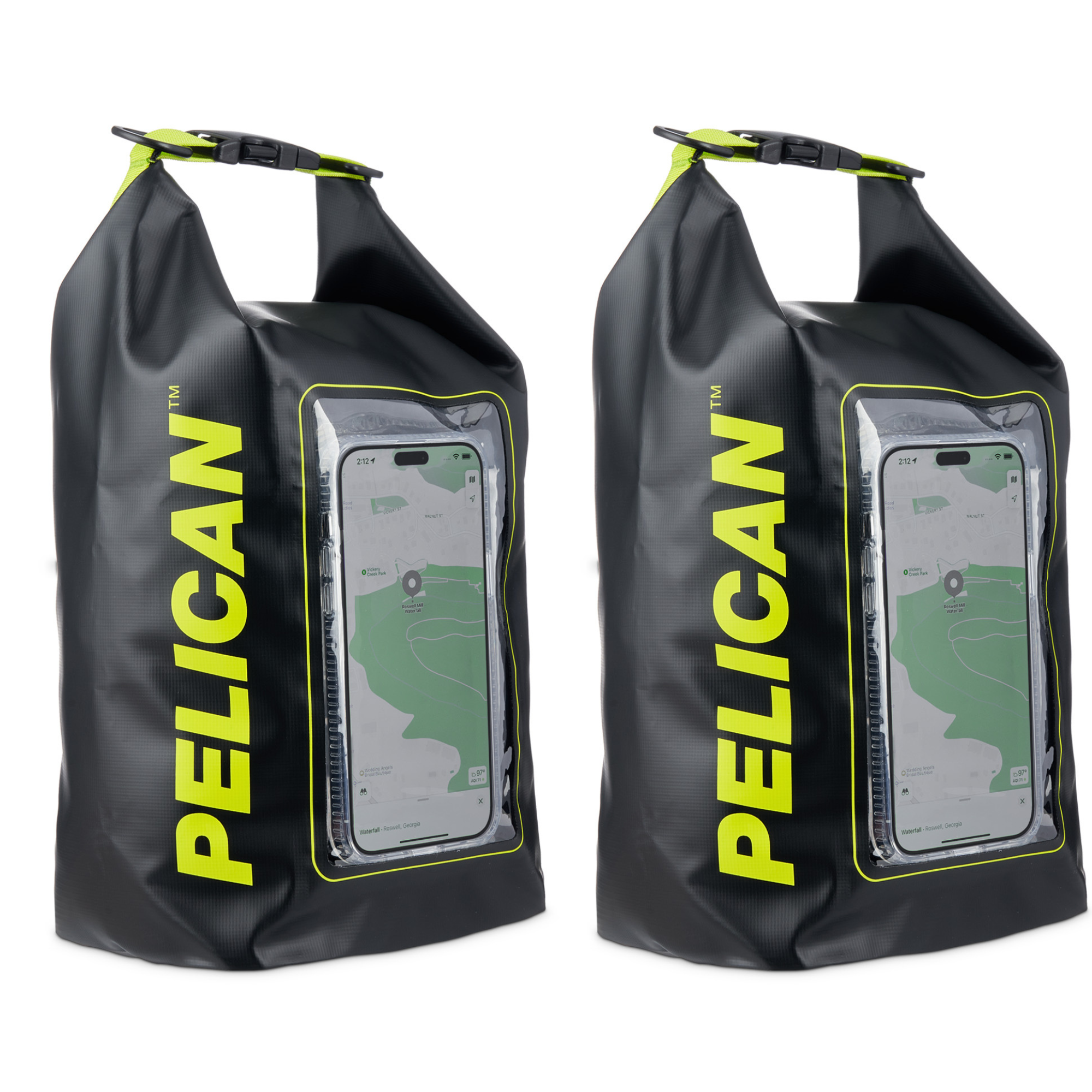 2 Pack Pelican Marine Water Resistant Dry Bag (Black/Hi Vis Yellow)