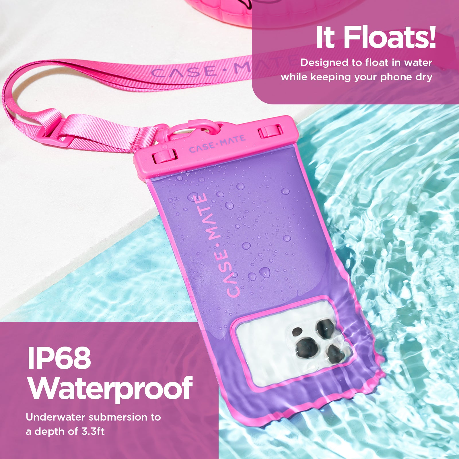 CaseMate Waterproof Floating Pouch 2 Pack (Purple Paradise) Case