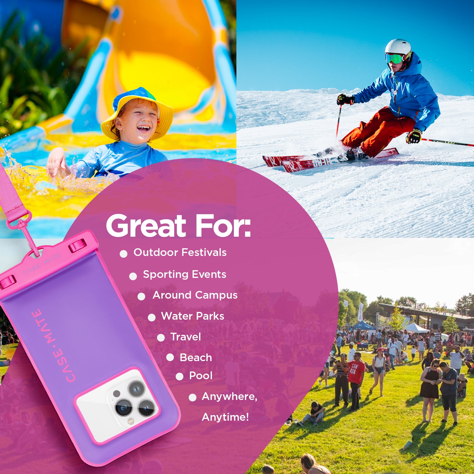 2 Pack Waterproof Floating Pouch (Purple Paradise)