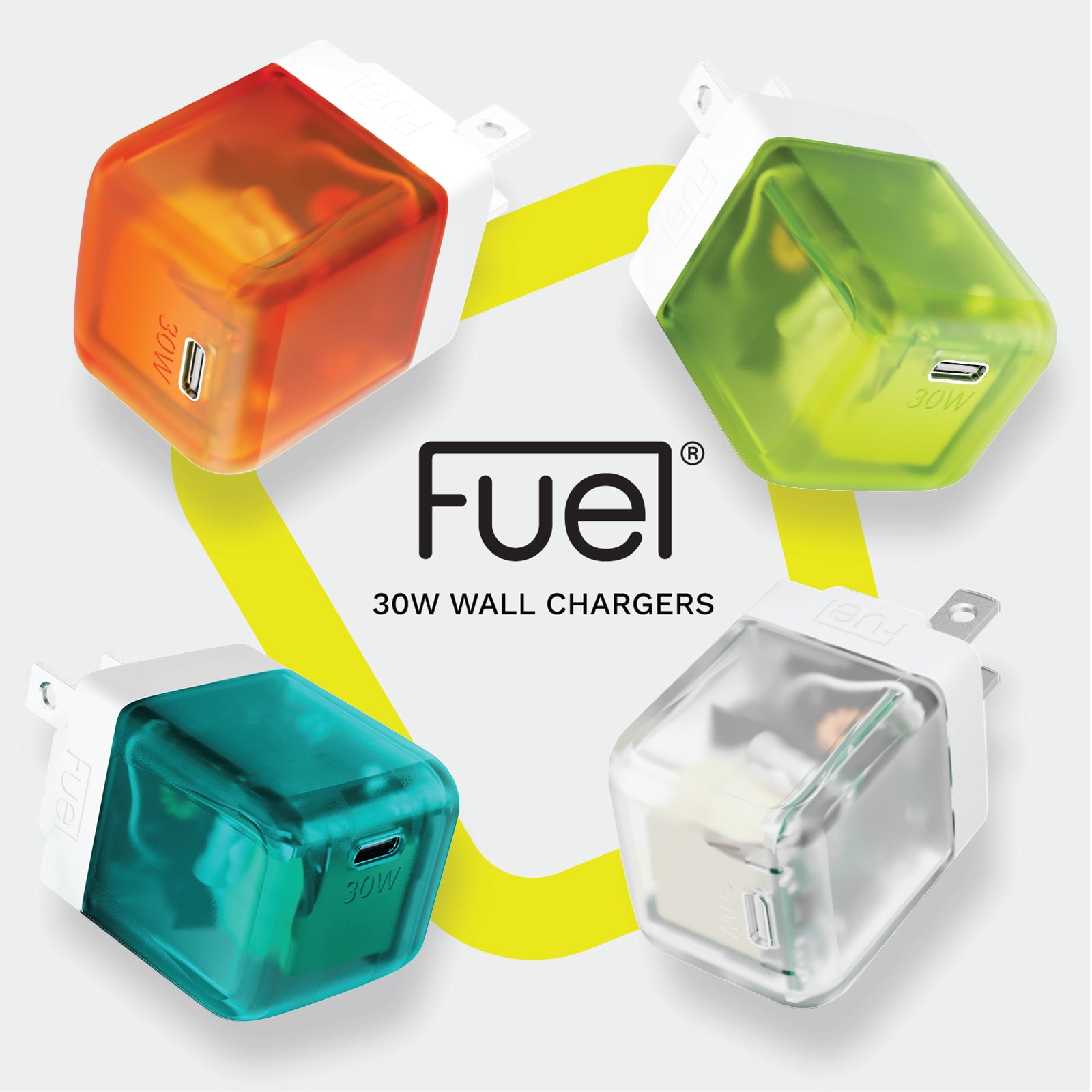 4 Pack Fuel 30W USB C Wall Chargers (Multi Color)