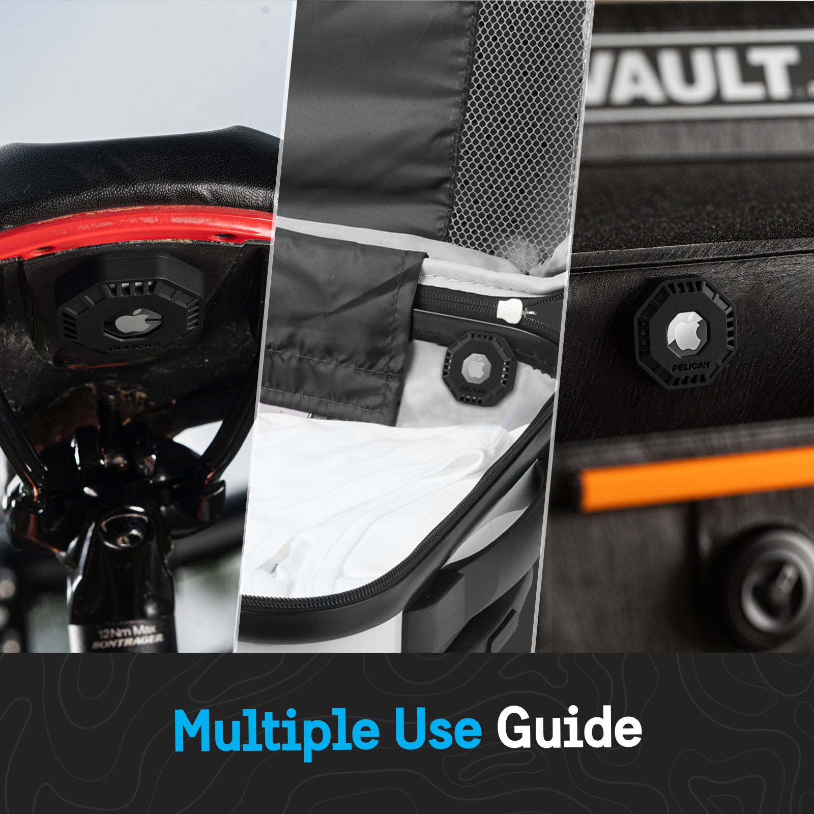 4 Pack Pelican Adventurer AirTag Sticker Mount 4 (Black)