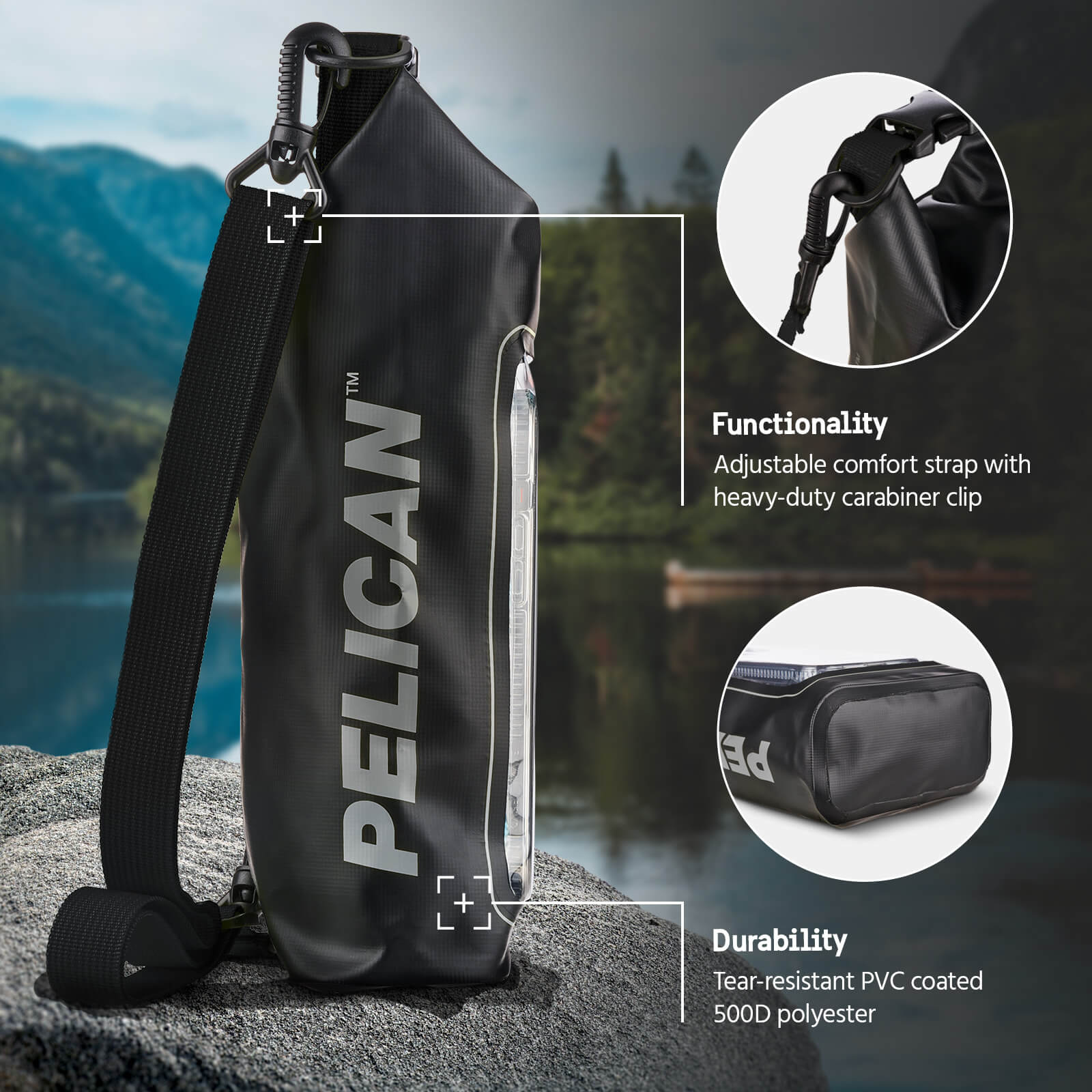2 Pack Pelican Marine Water Resistant Dry Bag (Stealth Black)