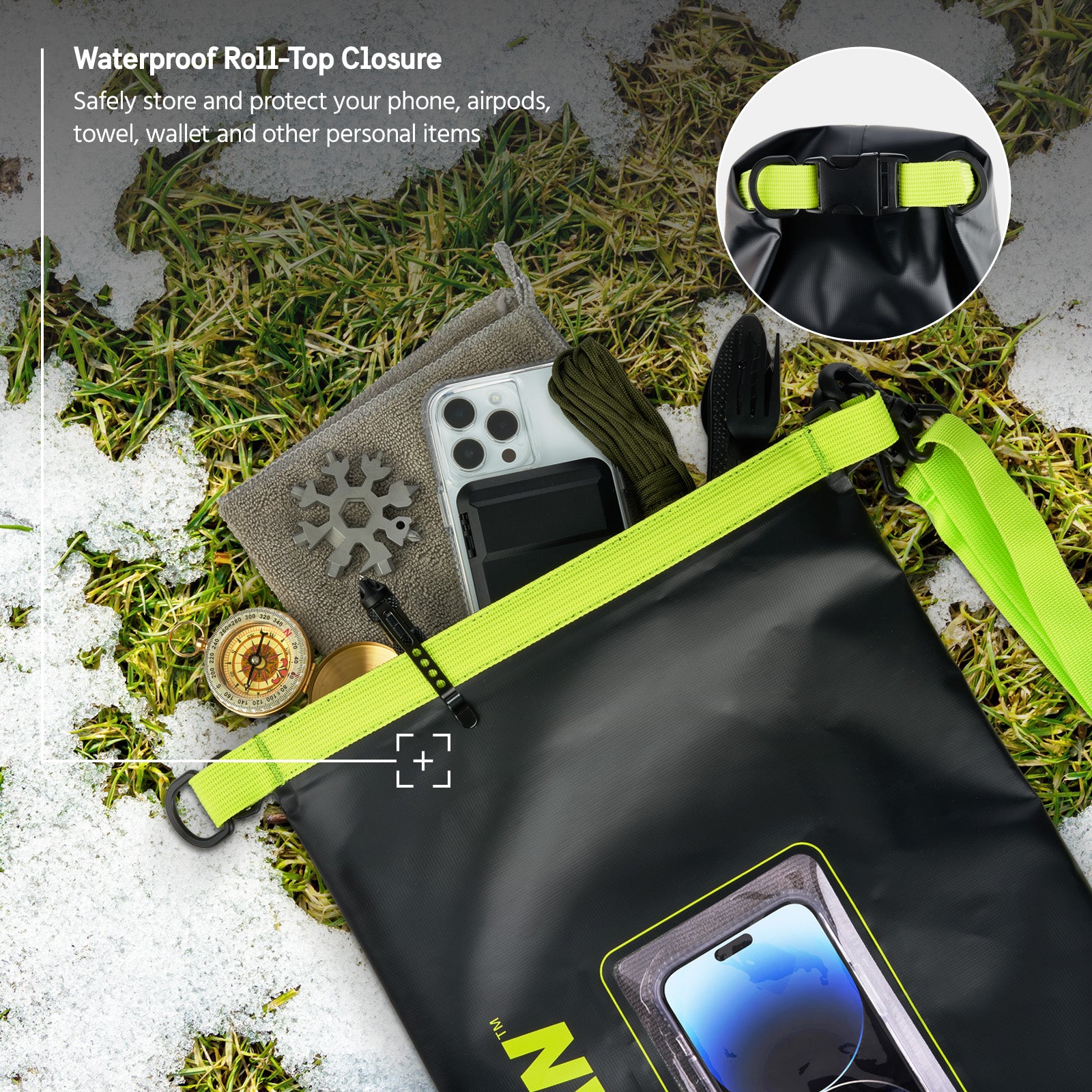 2 Pack Pelican Marine Water Resistant Dry Bag (Black/Hi Vis Yellow)