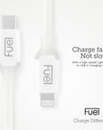Fuel 2m Lightning to USB C Braided Cable (Frosted White) - 2 Pack