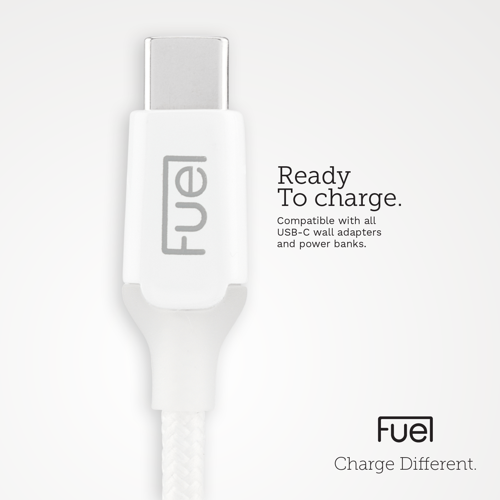Fuel 2m USB C to USB C Braided Cable (Frosted White) - 2 Pack