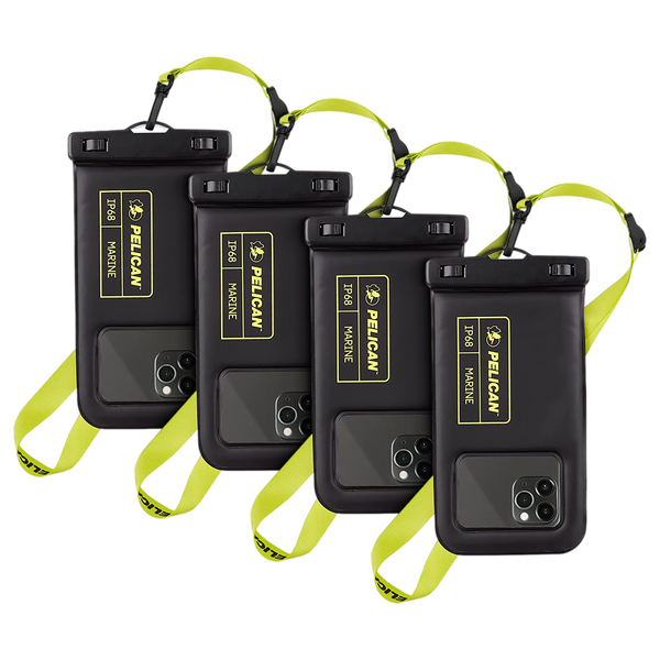 Pelican Marine Waterproof Floating Pouch 4 Pack (Black / Yellow