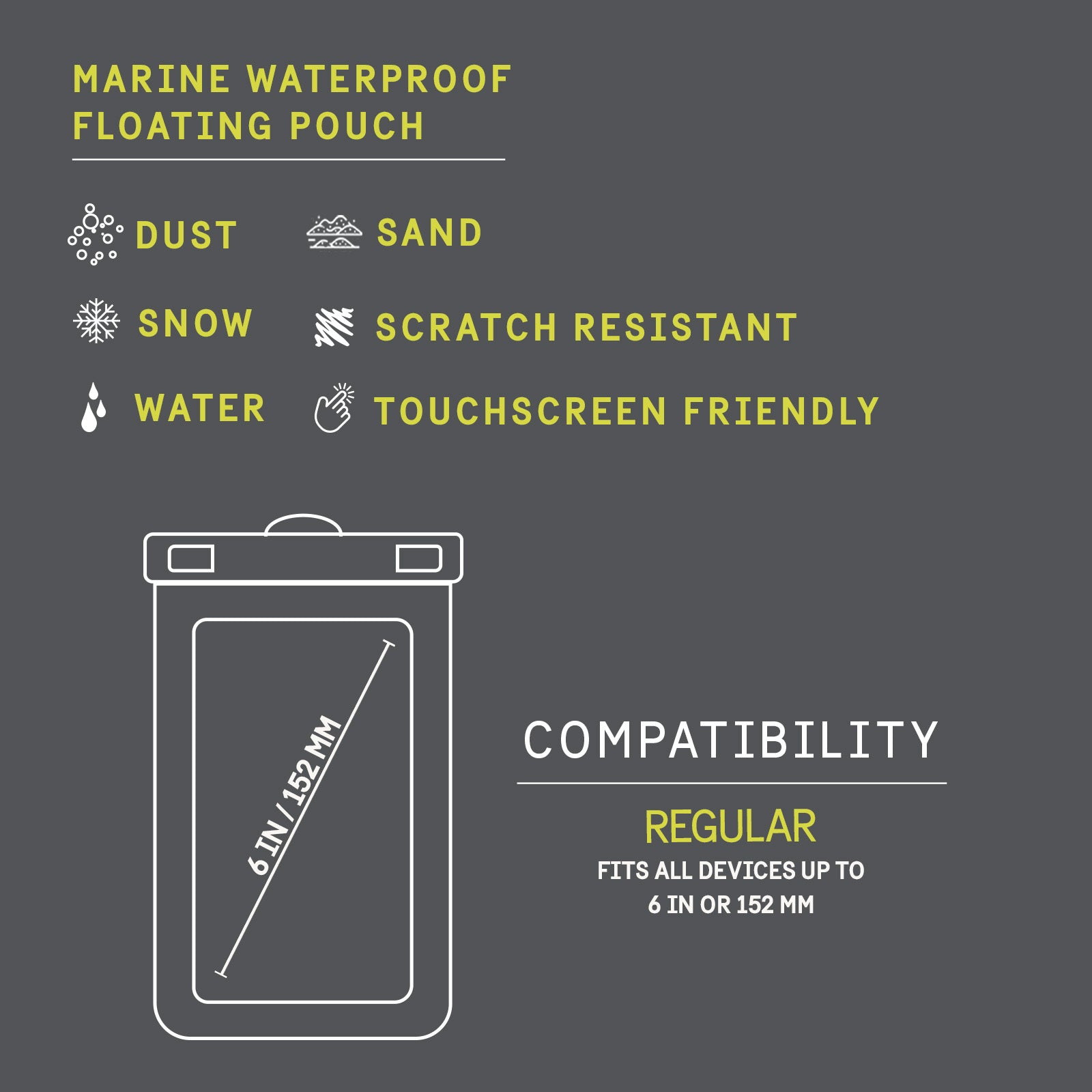 Pelican Marine Waterproof Floating Pouch - 4 Pack (Black / Yellow)